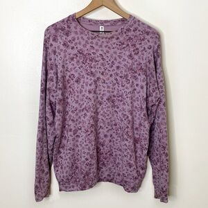 Athleta Studio To Street Print Pink Crewneck Sweatshirt